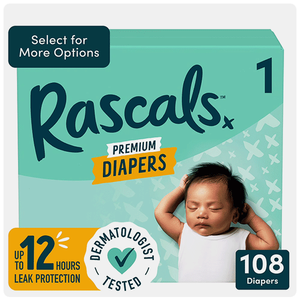 Rascals Premium Absorbent Baby Diapers Size 1