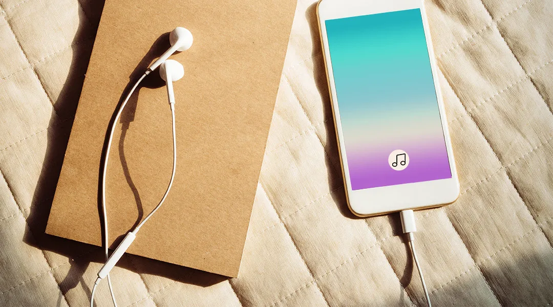 a mobile phone and a pair of headphones