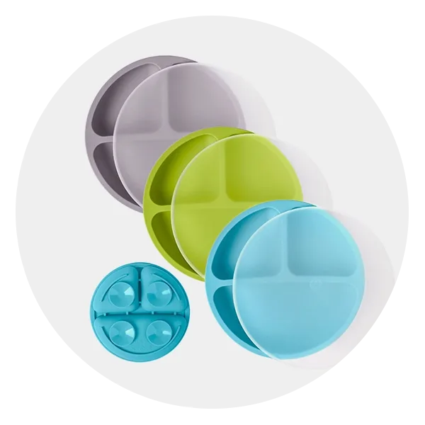 Kids Divided Suction Plates With Lids