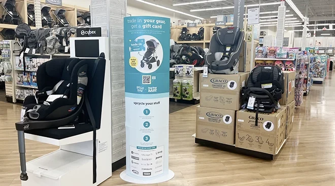 goodbuy gear trade in program sign at buybuy BABY retail store