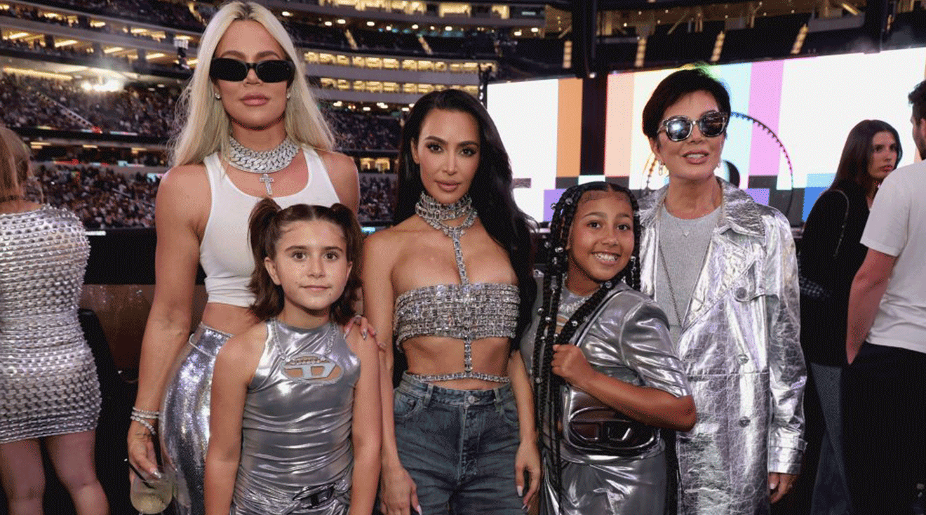 Khloé Kardashian, Penelope Disick, Kim Kardashian, North West and Kris Jenner attend the "RENAISSANCE WORLD TOUR" at SoFi Stadium on September 04, 2023 in Inglewood, California.