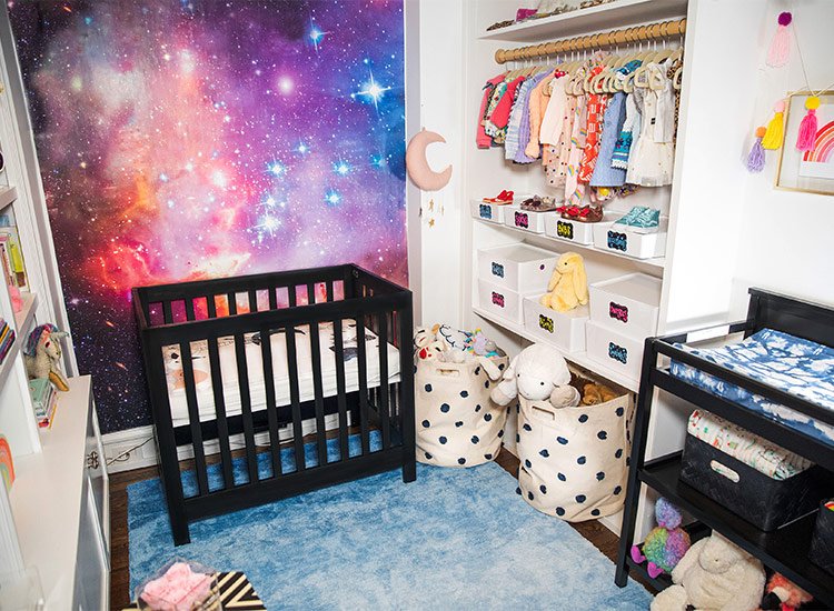 girl space themed nursery