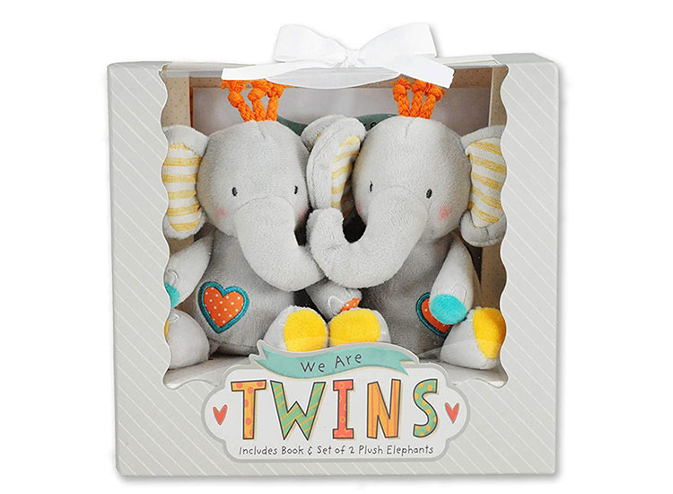 PERSONALISED TWIN BABY BOYS COTTON GIFT BAG Birth 