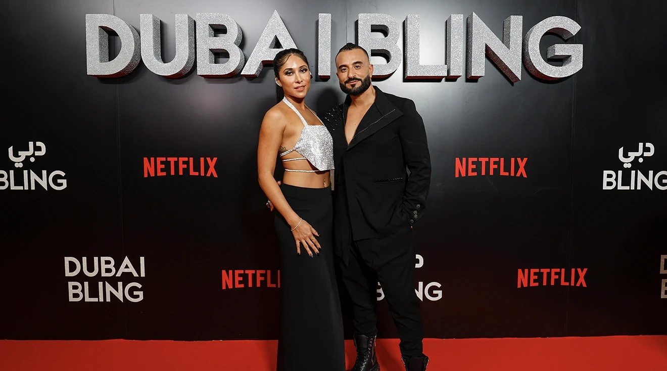 Brianna Ramirez (L) and Kris Fade attend the Netflix celebration of the latest Arabic reality show "Dubai Bling" on October 20, 2022 in Dubai, United Arab Emirates