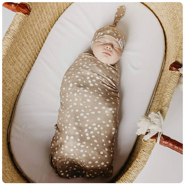 Copper Pearl Fawn Knit Swaddle Blanket