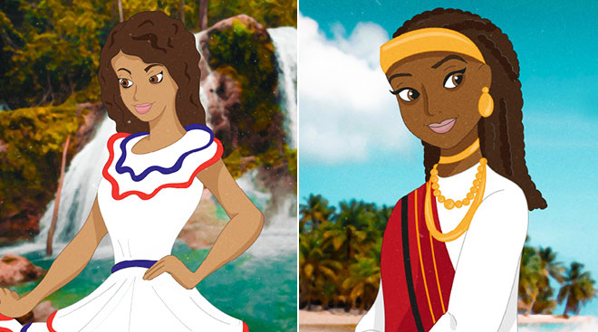 Illustration of Disney Princess from underrepresented countries. 