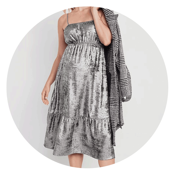 Maternity Waist-Defined Cami Midi Dress