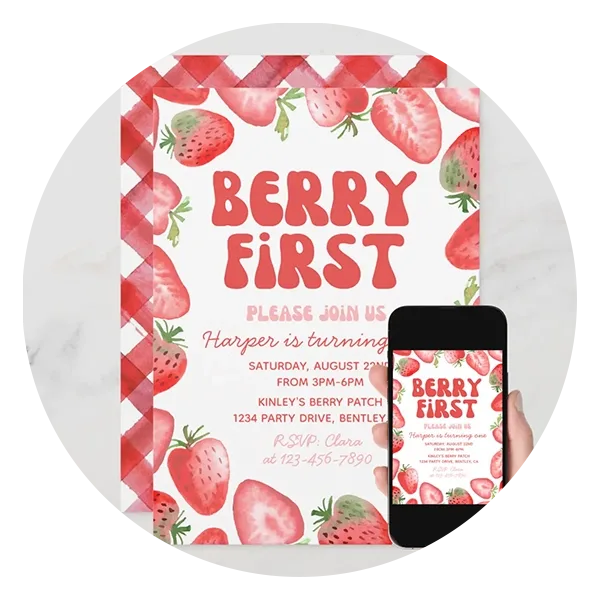 Berry First Birthday Invitation