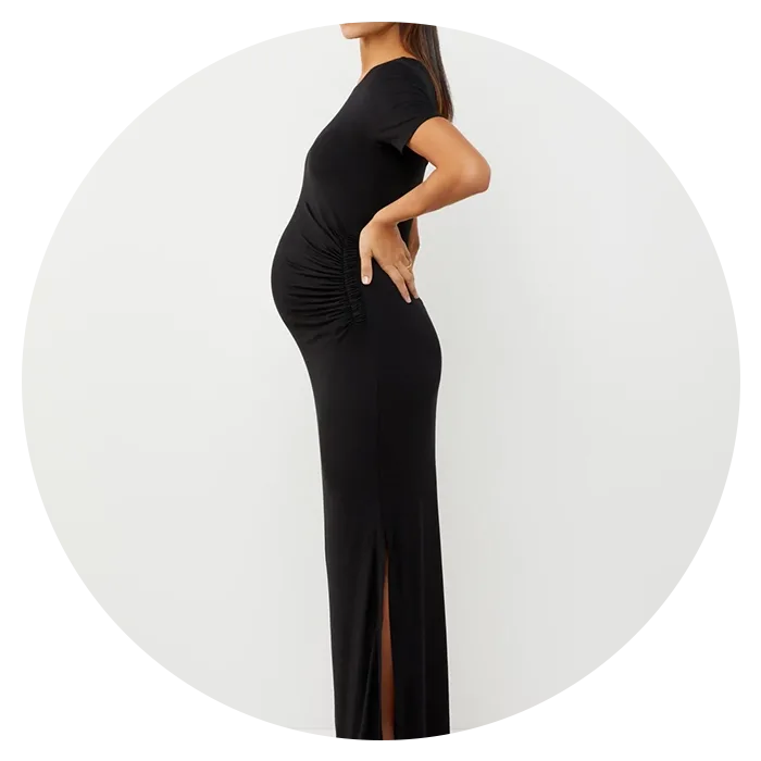Women's Faux Wrap Hi-Lo Maternity Dress for Baby Shower or Casual Wear 
