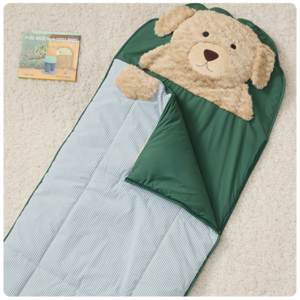 Pottery Barn Kids Labradoodle Striped Shaggy Head Sleeping Bag