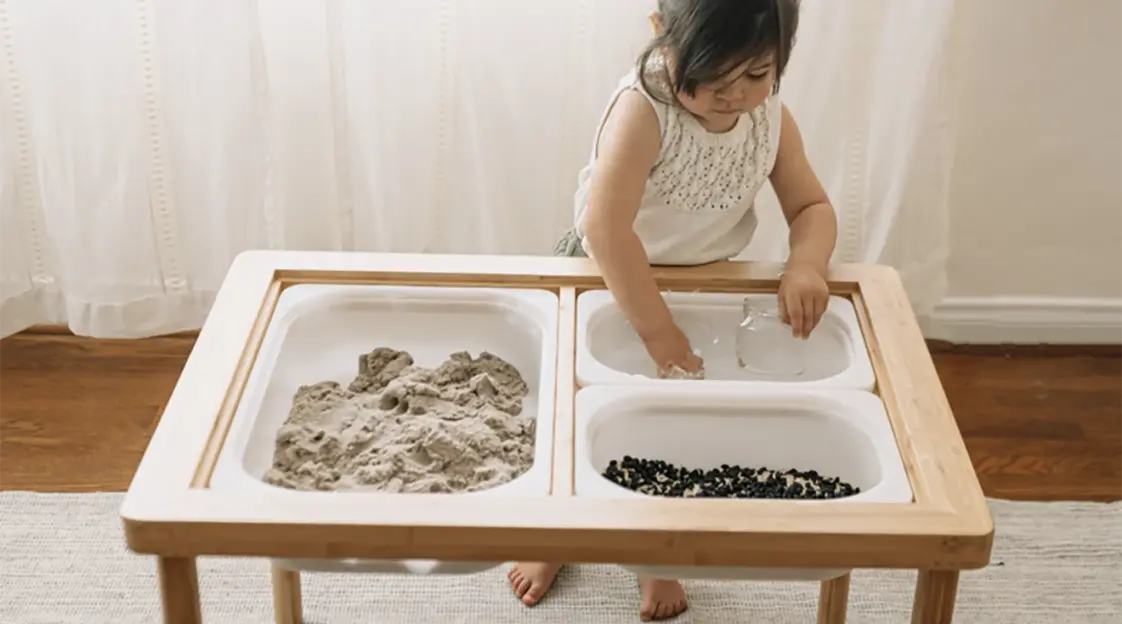 Simple DIY Water Table or Sensory Bin with Bottle Cap Letters - Living  Montessori Now