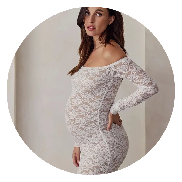 Bumpsuit Off-The-Shoulder Lace Dress