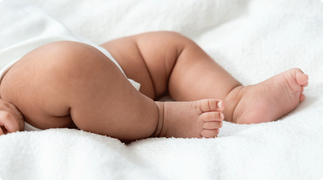 close up of baby's legs