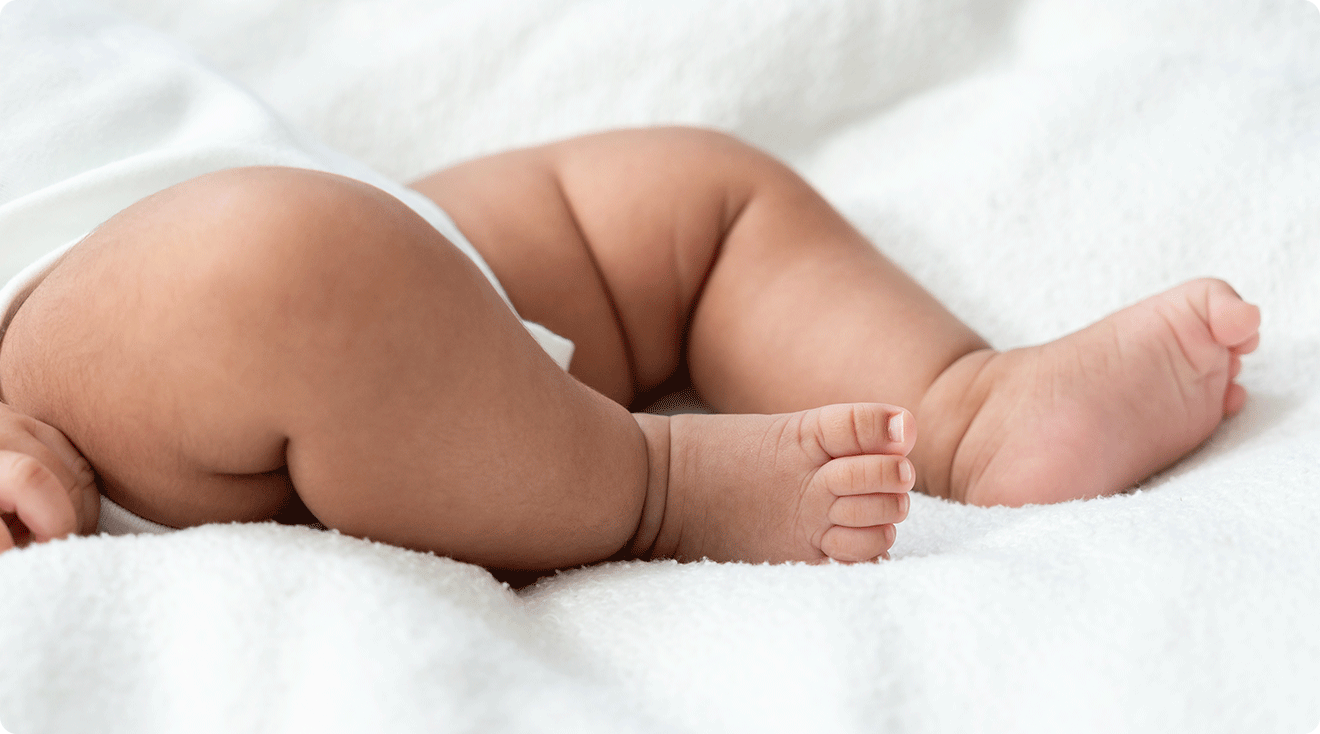 close up of baby's legs