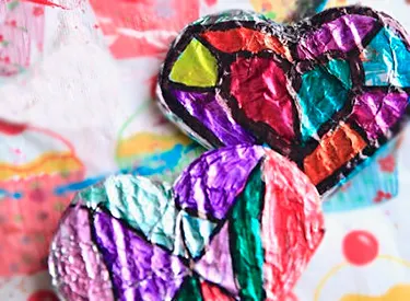 Tin-foil Tissue Hearts Valentines Ornaments- happy hooligans