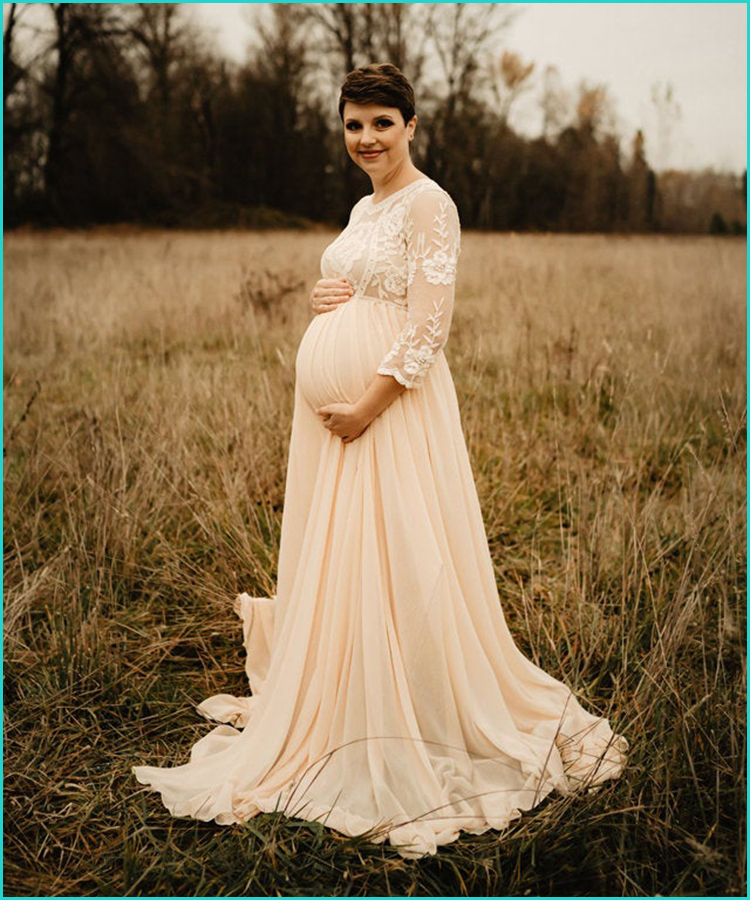 plus size lace maternity dress for photoshoot