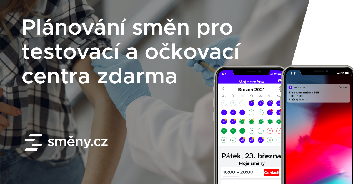 Plánování směn zaměstnanců pro testovací a očkovací centra zdarma  Směny.cz