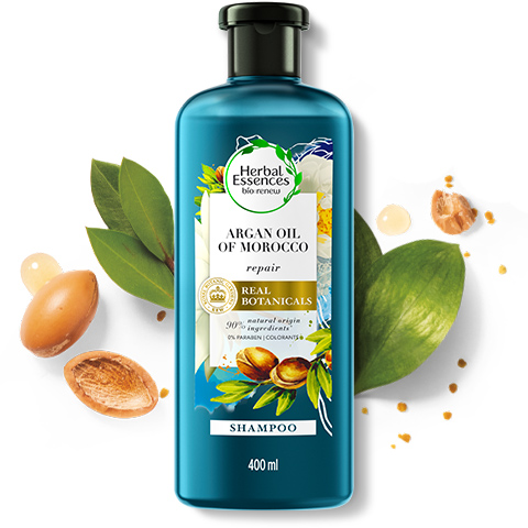 Shampoo Óleo de Argan de Marrocos de Herbal Essences para reparar os cabelos