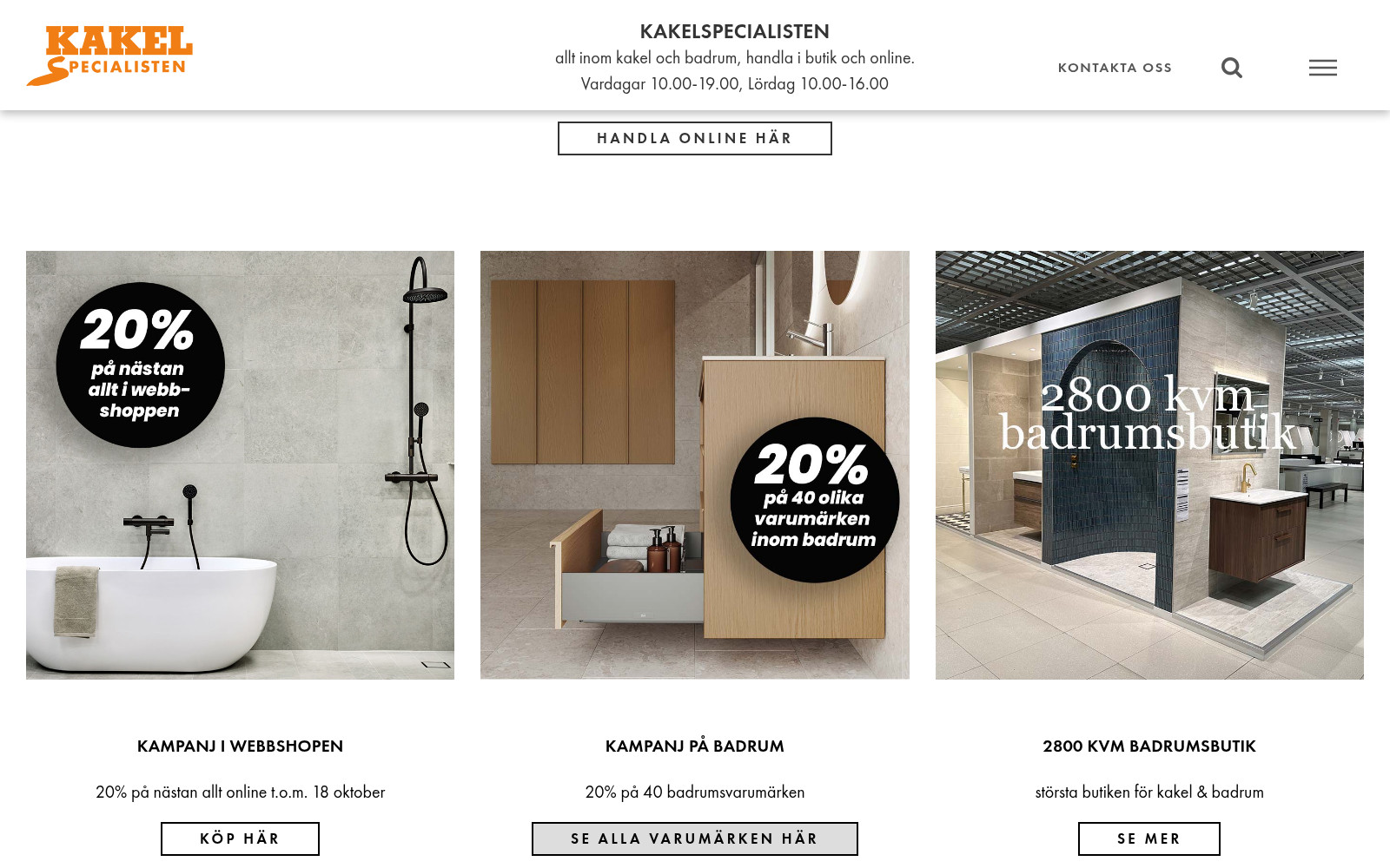 hyva-kakelspecialisten live site screenshot 2 (https://www.kakelspecialisten.se/, 2026-10-16)