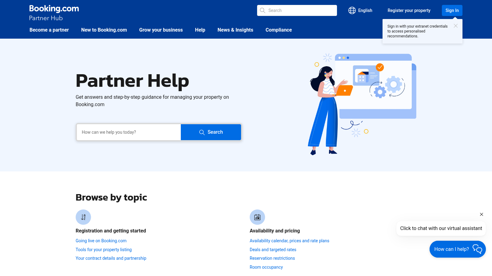 Booking.com Partner Help page