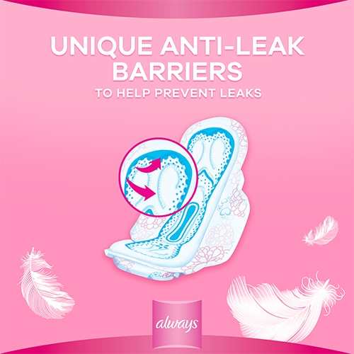 Always 2 in 1 Feather Soft Pads have unique anti-leak barriers 
