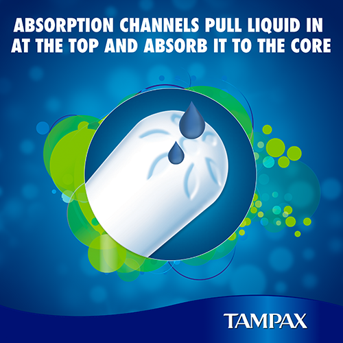 Tampax Compak Tampons come with absorbtion channels