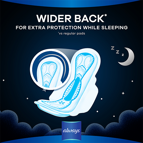Always Dreamzzz All Night Pads come with wider back