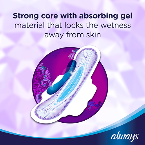 Always Diamond Ultra Thin Pads have strong core with absorbing gel