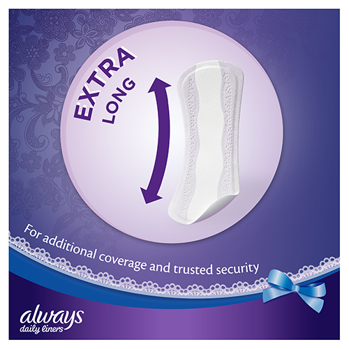 Always Extra Protect Panty Liners are extra long for more coverage