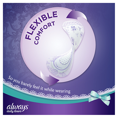 Always Comfort Protect Panty Liners provide flexible comfort