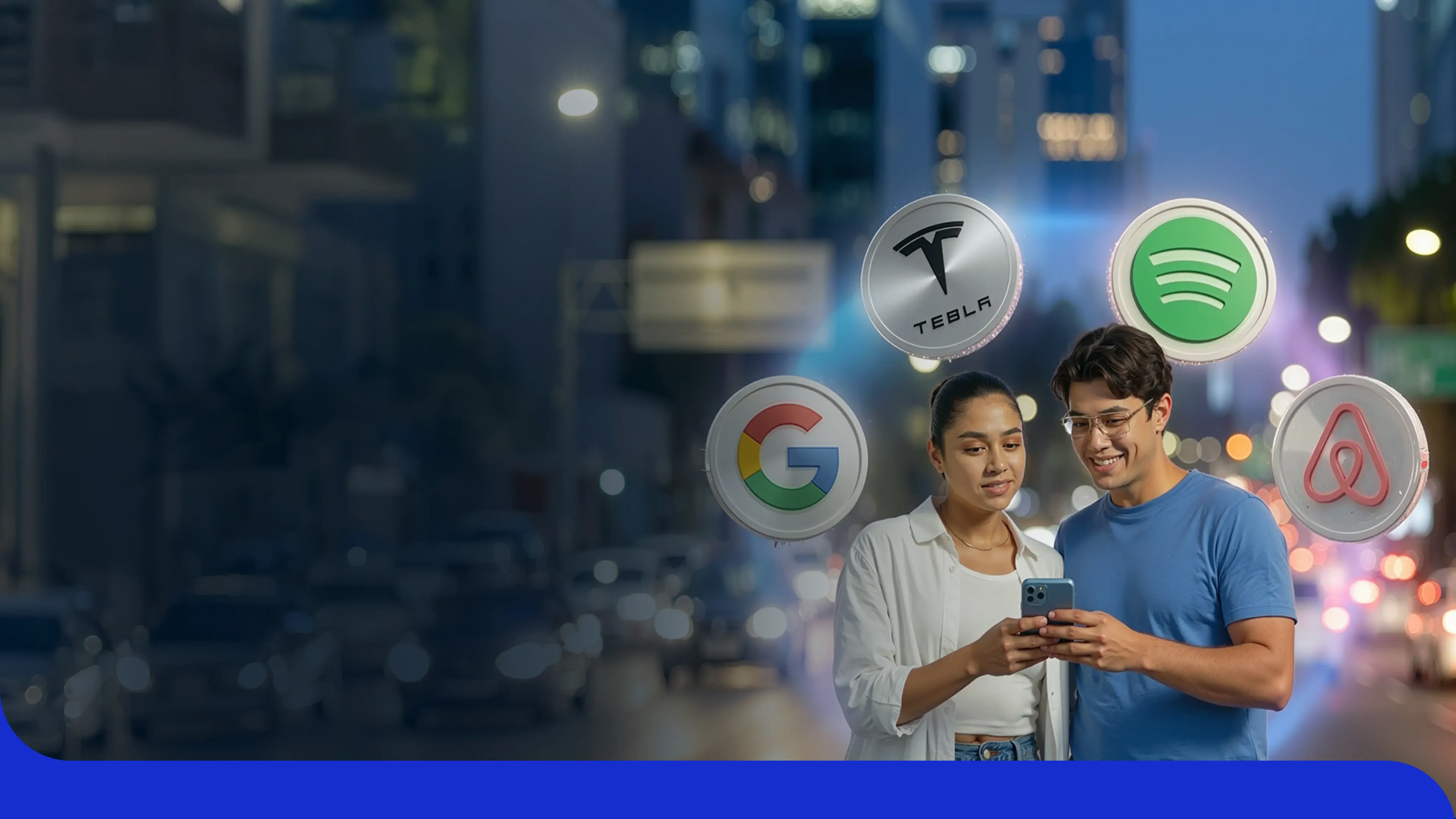 Imágen de pareja con acciones alrededor