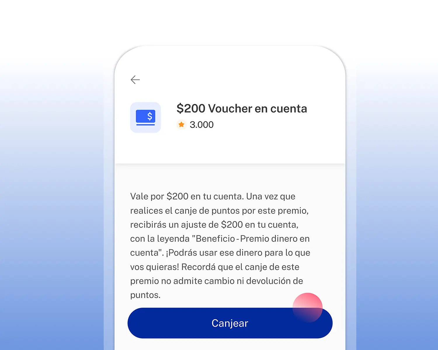 Imagen de la app de Ualá mostrando un canje de puntos por beneficio.