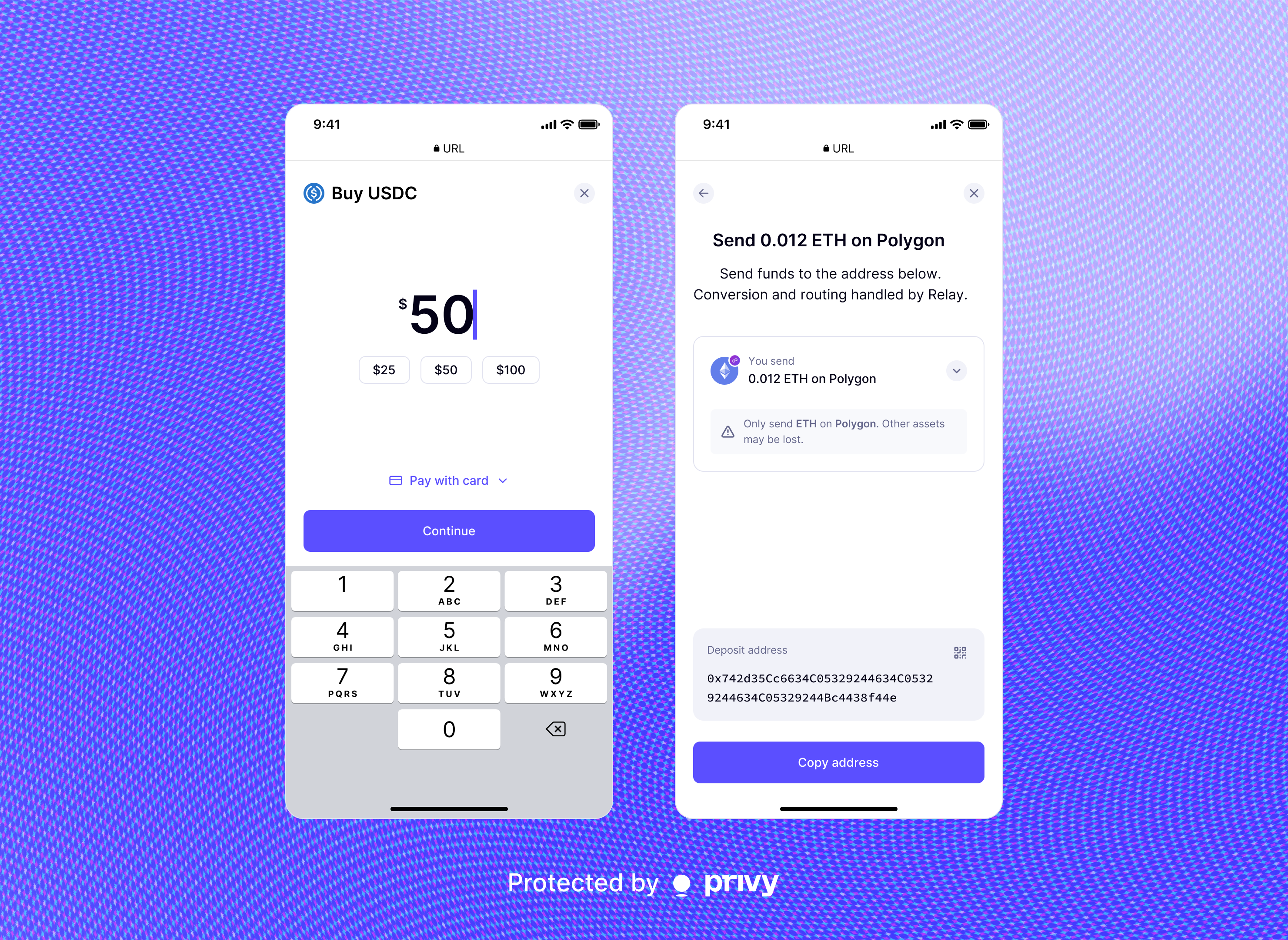 Fund your wallet with assets on supported chains, all with a single address