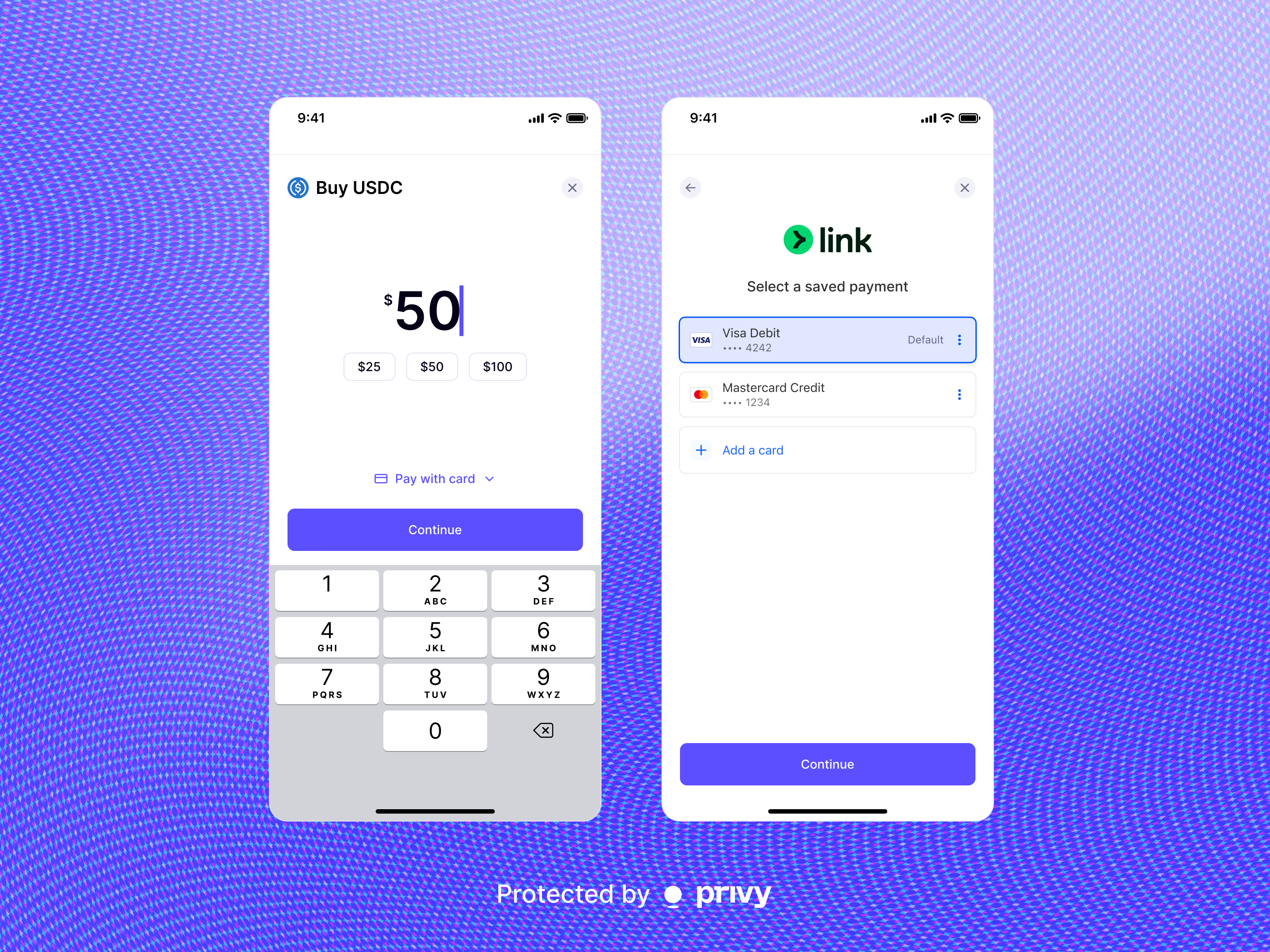 Let users buy crypto with a card, directly inside your app
