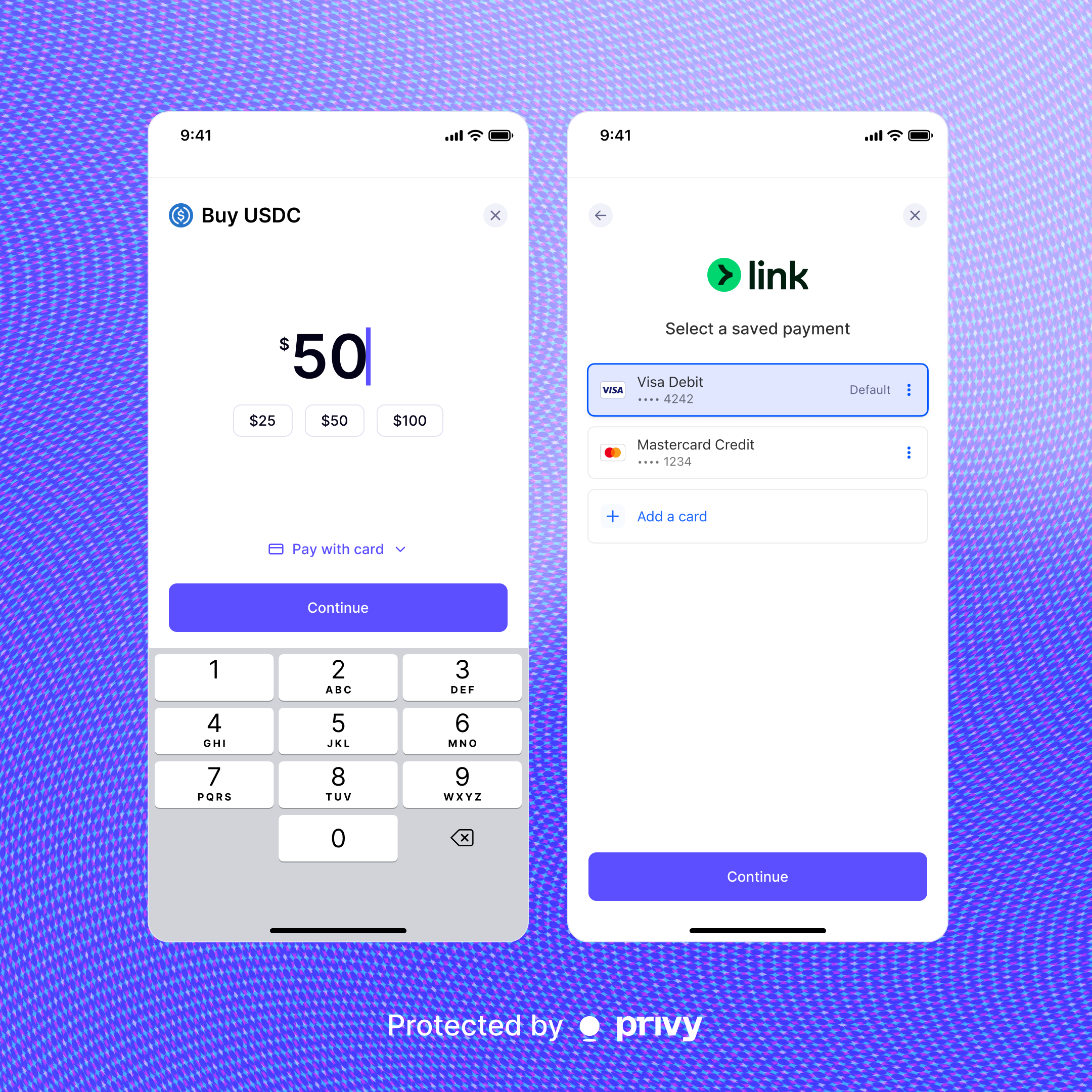 Let users buy crypto with a card, directly inside your app
