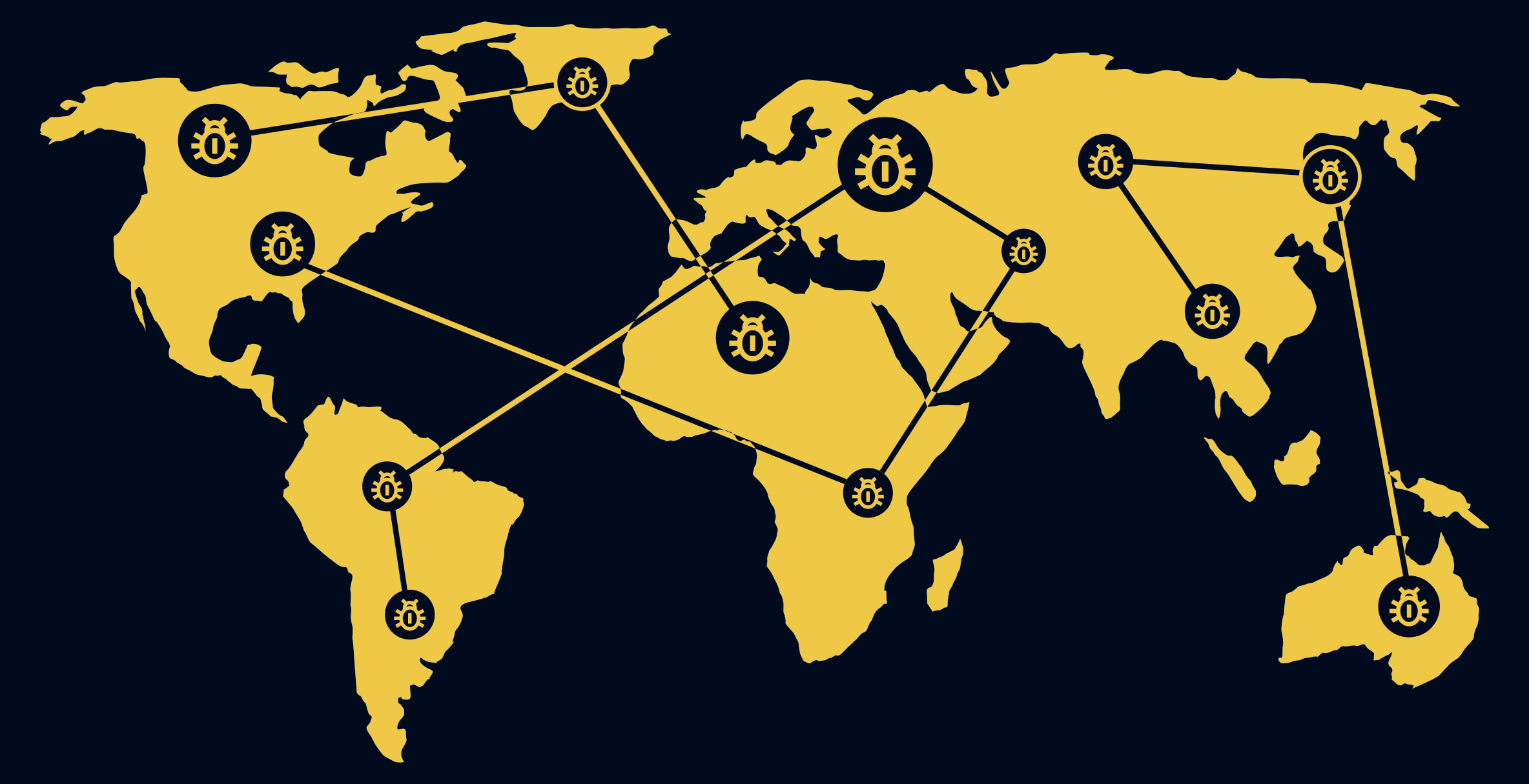 Bugs connected map - dark