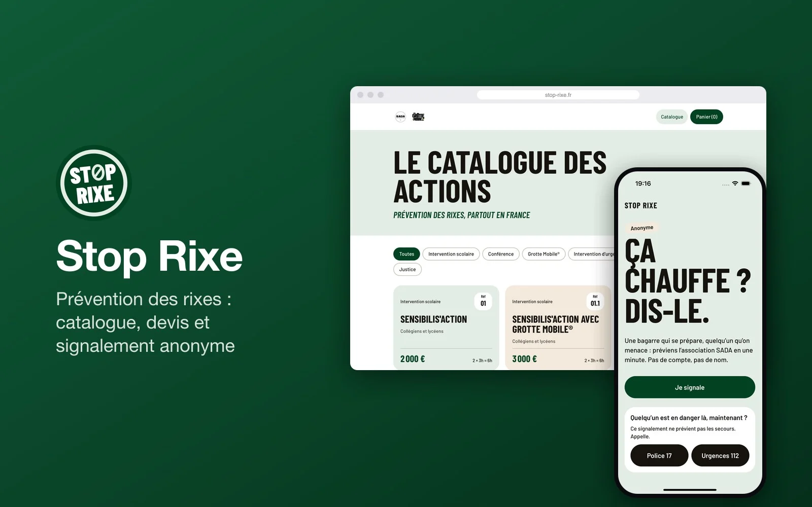 Aperçu du projet Stop Rixe