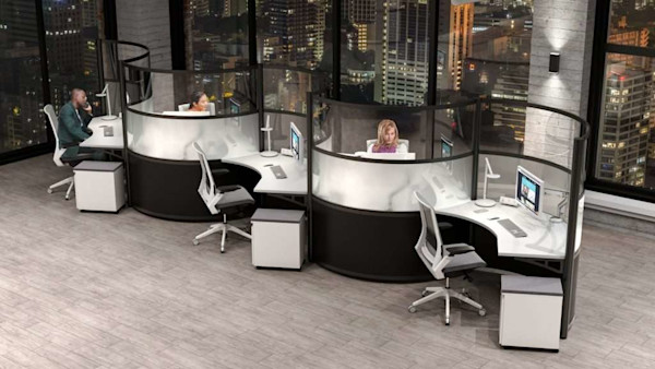 black curved modular office orbit