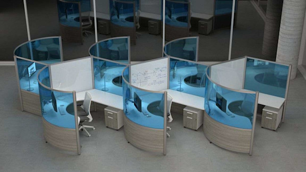 Color curved privacy workstation