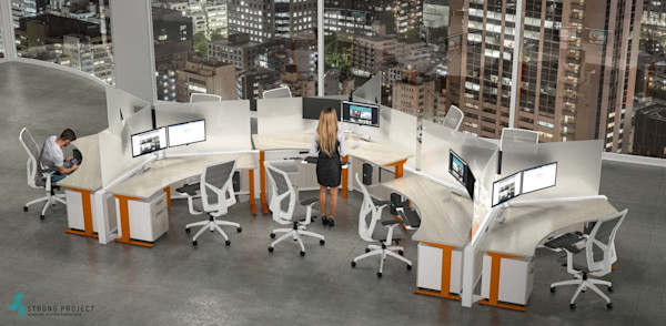 orange adjustable cubicle layout