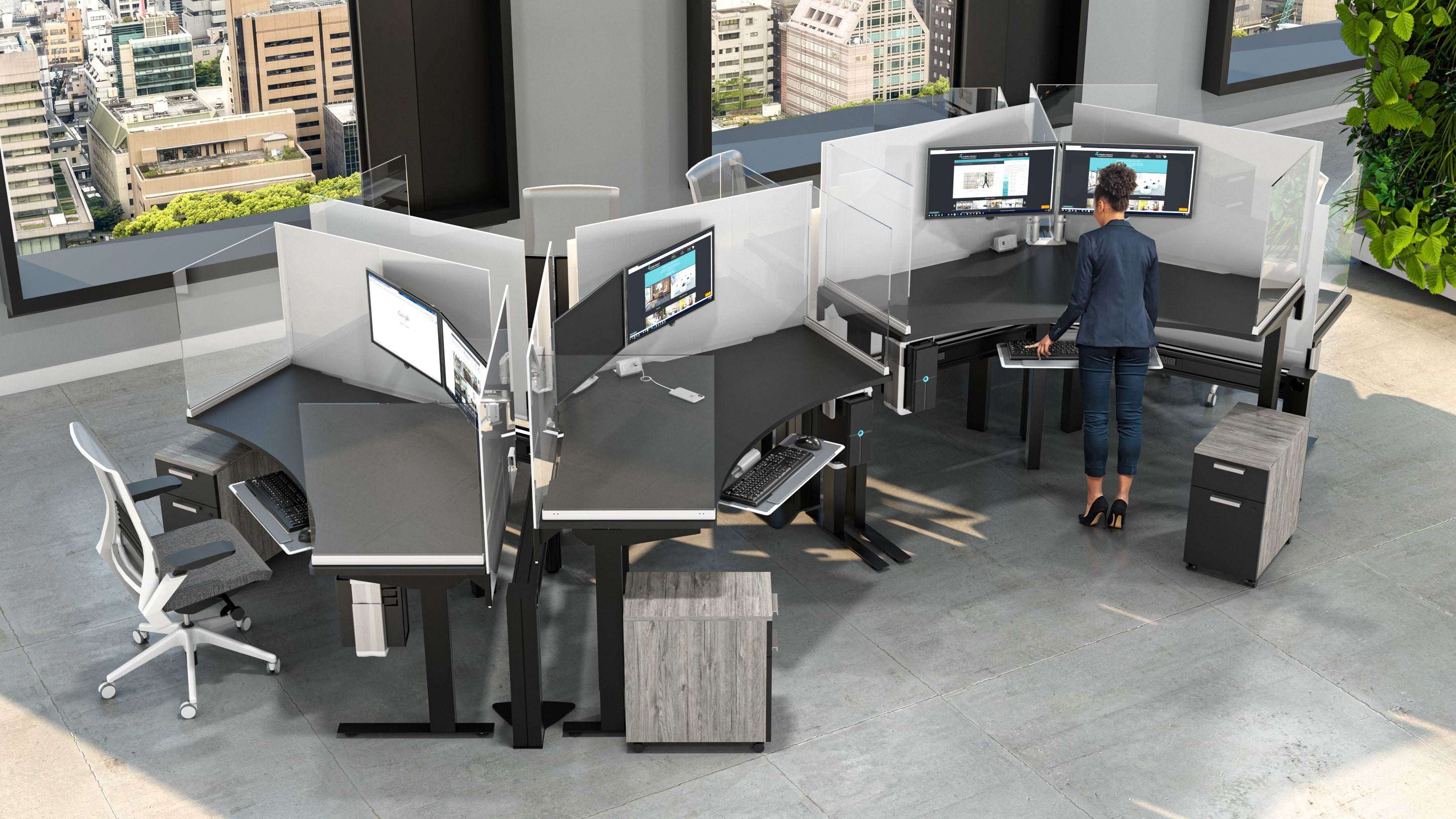 bcurved workstation with markerboard