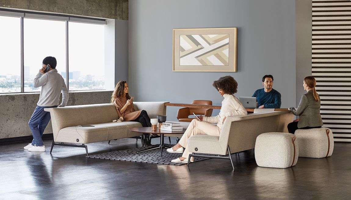 lounge area with touchdown spaces