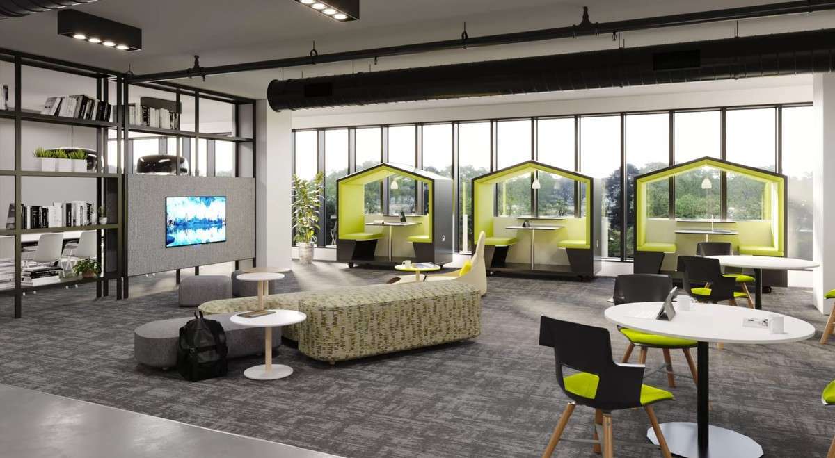 collaborative workspace furniture for the hybrid office with modular furniture
