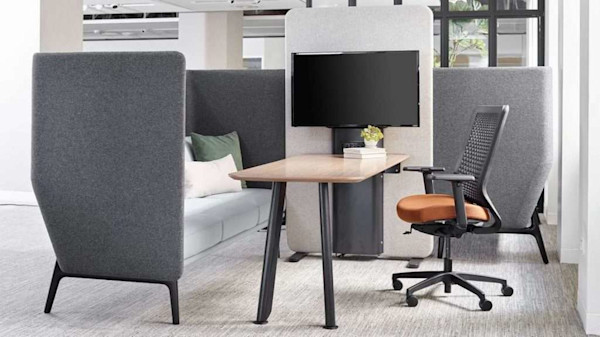 collaborative workspace furniture with a comfortable modern acoustic design and ergonomic seating