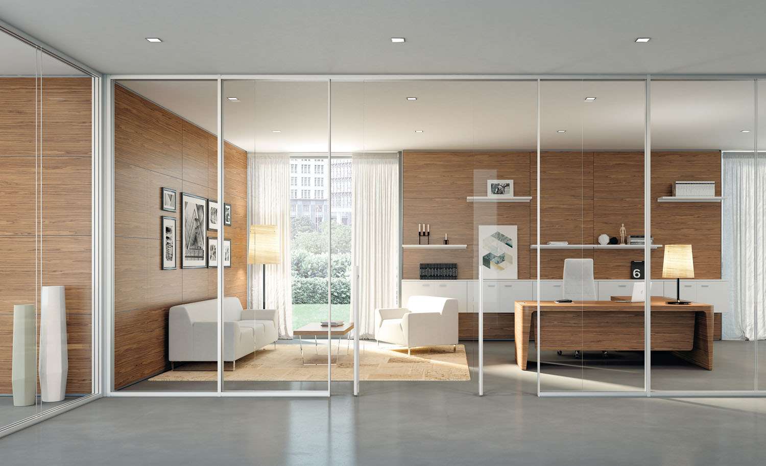 modern office furniture in a contemporary office with wifi