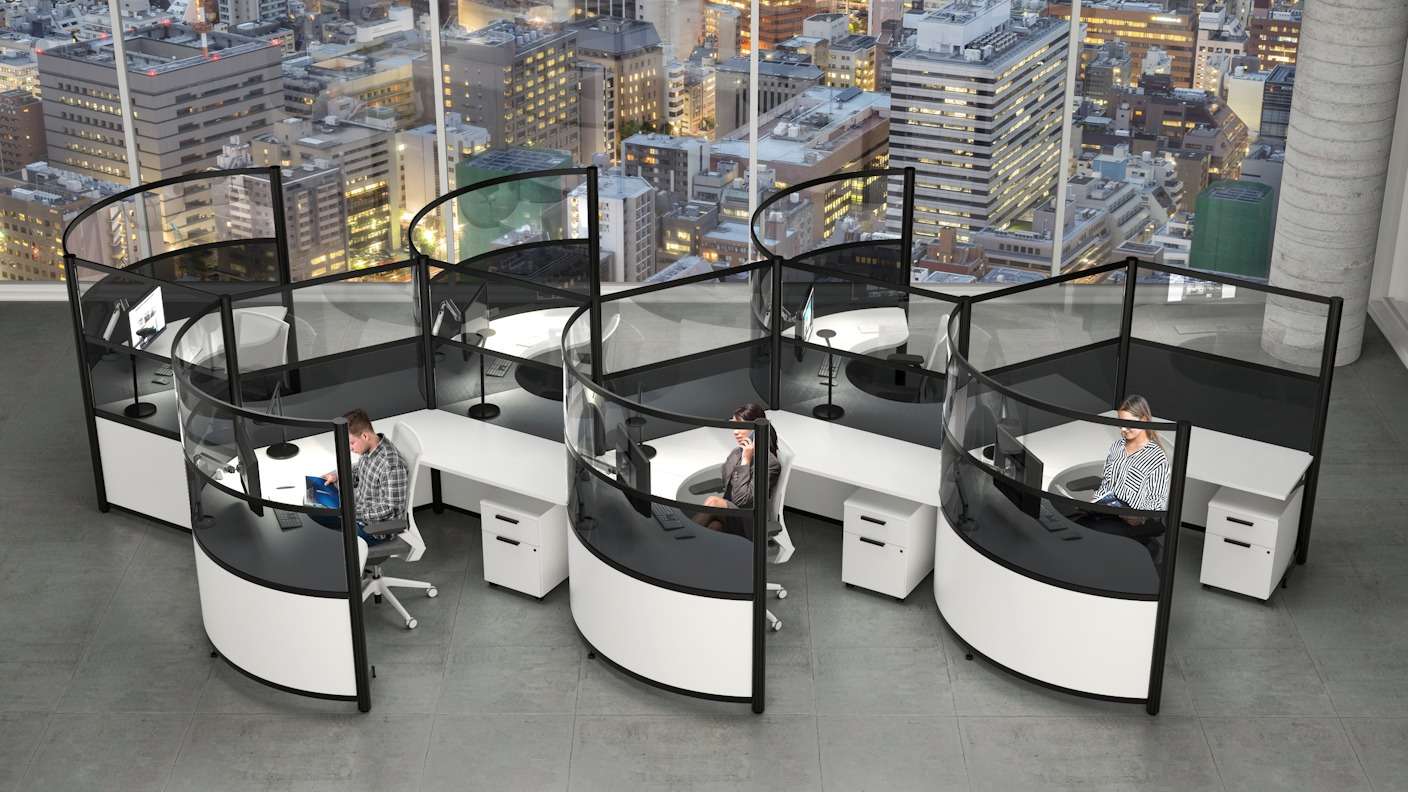 semi orbit clear screen call center cubicle
