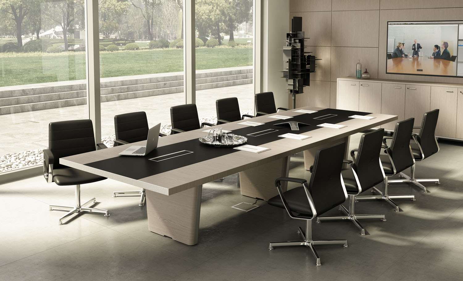 modern office conference table tech enabled security