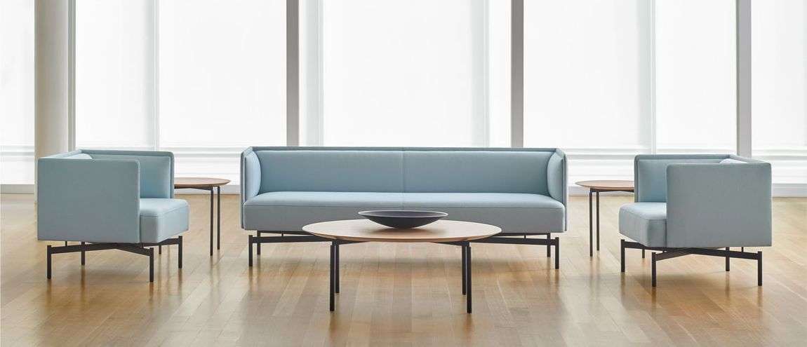 Office lounge sofa and floor occasional table made of laminate