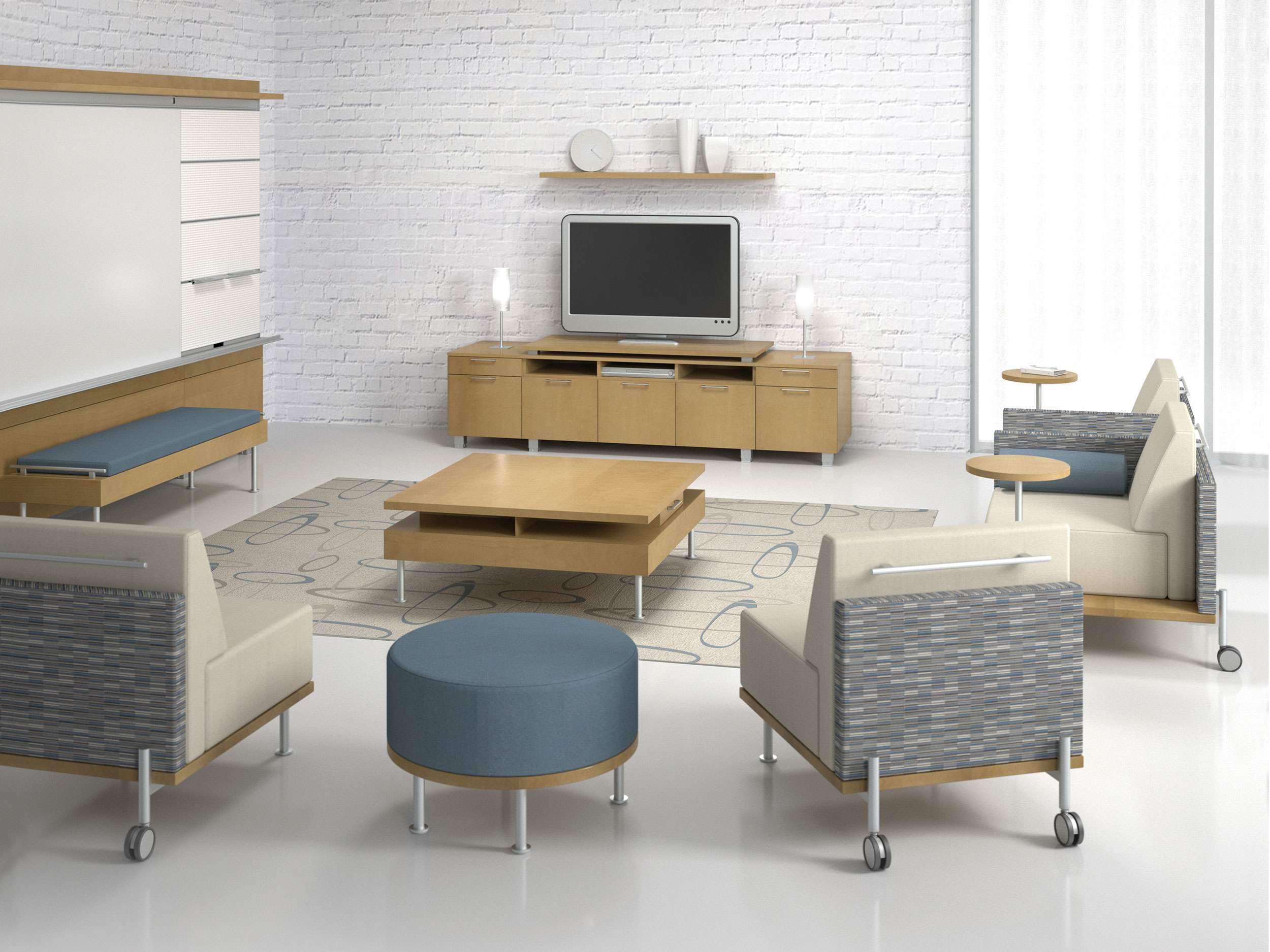 collaborative office furniture in a common area