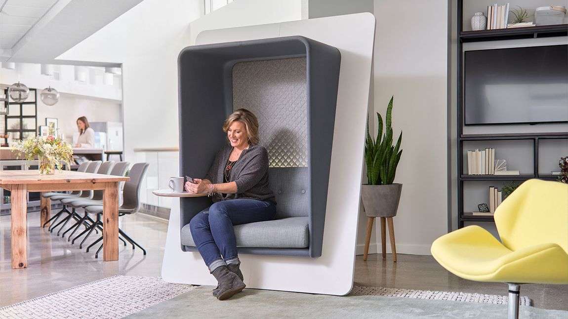 Socially distance in style with pop-up spaces like acoustic furniture